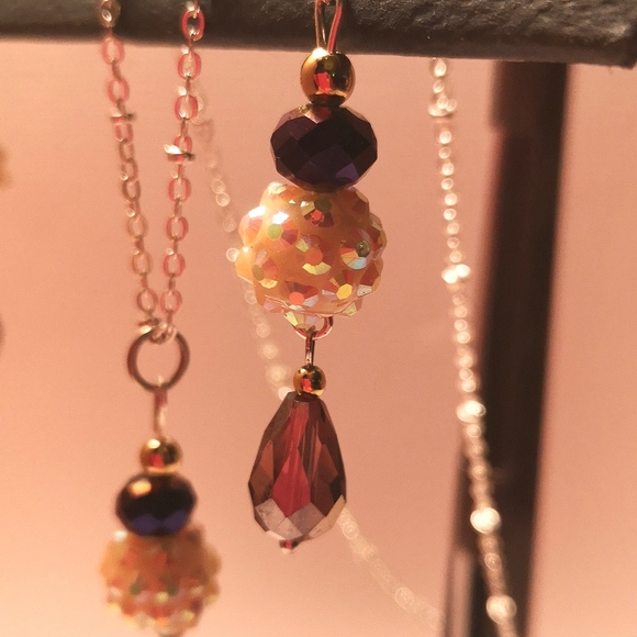 Handmade Swarovski Crystal drop earrings and pendant set - Picture 3 of 7